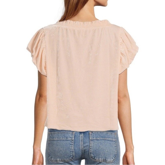 Free People Terese Velour Ruffle Sleeve Top in Pink Tint Size M - Picture 6 of 11